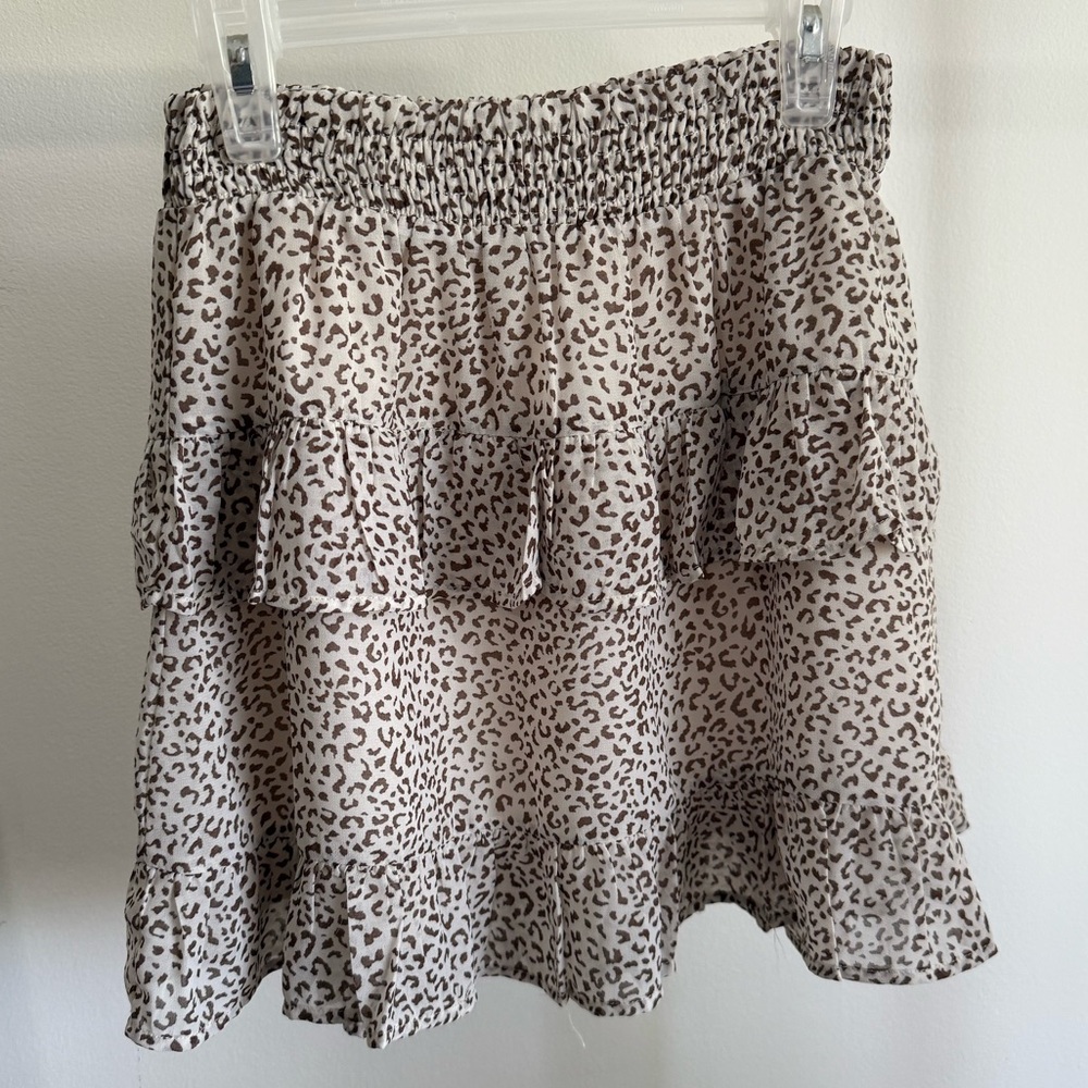 Altar’d State Leopard Print Ruffle Mini Skirt